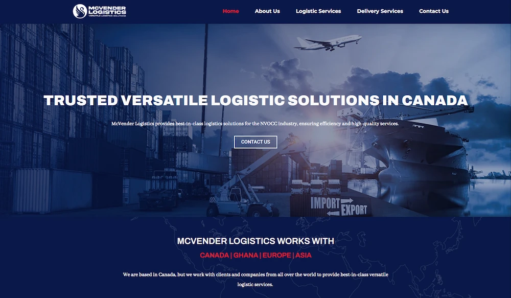 A modern and user-friendly logistics solutions website for seamless shipping operations in Canada, Ghana and across countries...